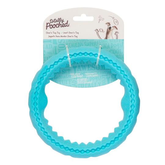 Totally Pooched Chew N Tug Rubber Ring Teal  Dog Toys  | PetMax Canada