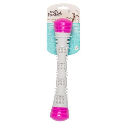 Totally Pooched Chew N Squeak Rubber Stick Pink - 8.5" - Dog Toys - Messy Mutt - PetMax Canada