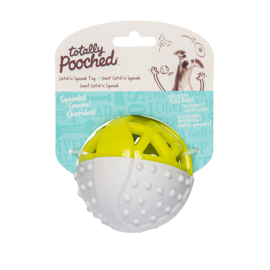 Totally Pooched Catch N Squeak Rubber Ball Green  Dog Toys  | PetMax Canada