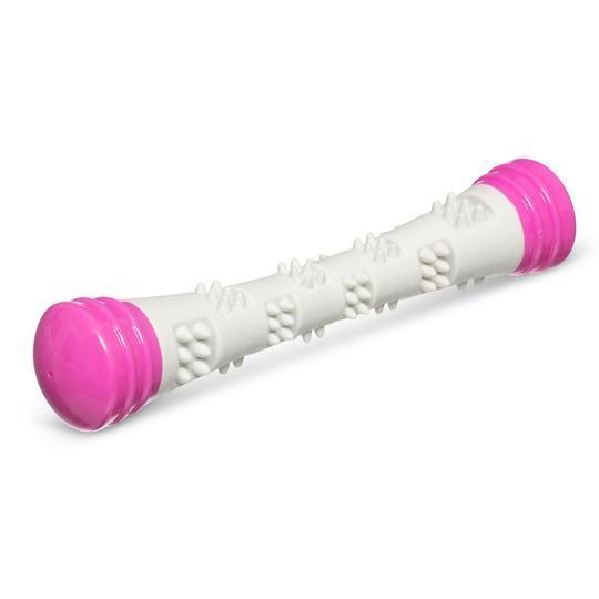 Totally Pooched Chew N Squeak Rubber Stick Pink - 8.5" - Dog Toys - Messy Mutt - PetMax Canada