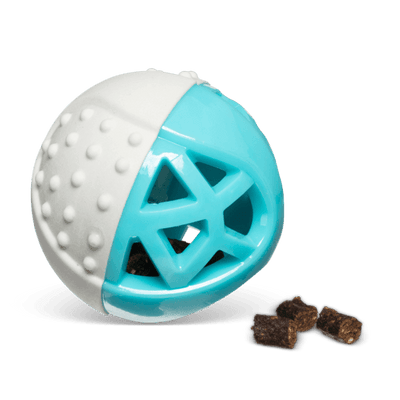 Totally Pooched Catch N Squeak Rubber Ball Teal - 3.5" - Dog Toys - Messy Mutt - PetMax Canada